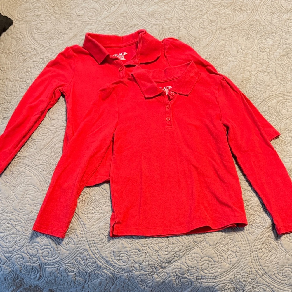 Set of 2 Girl’s Red Polo Shirts